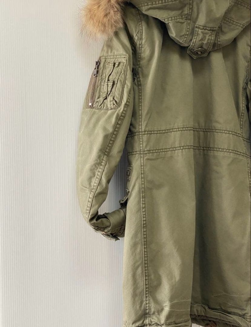 【美品】MOUSSY マウジー モッズコート カーキ サイズ2 リアルファー