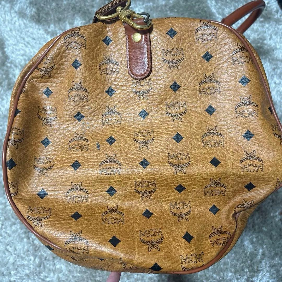 MCM ブラウン ダイヤモンドパターン ボストンバッグ