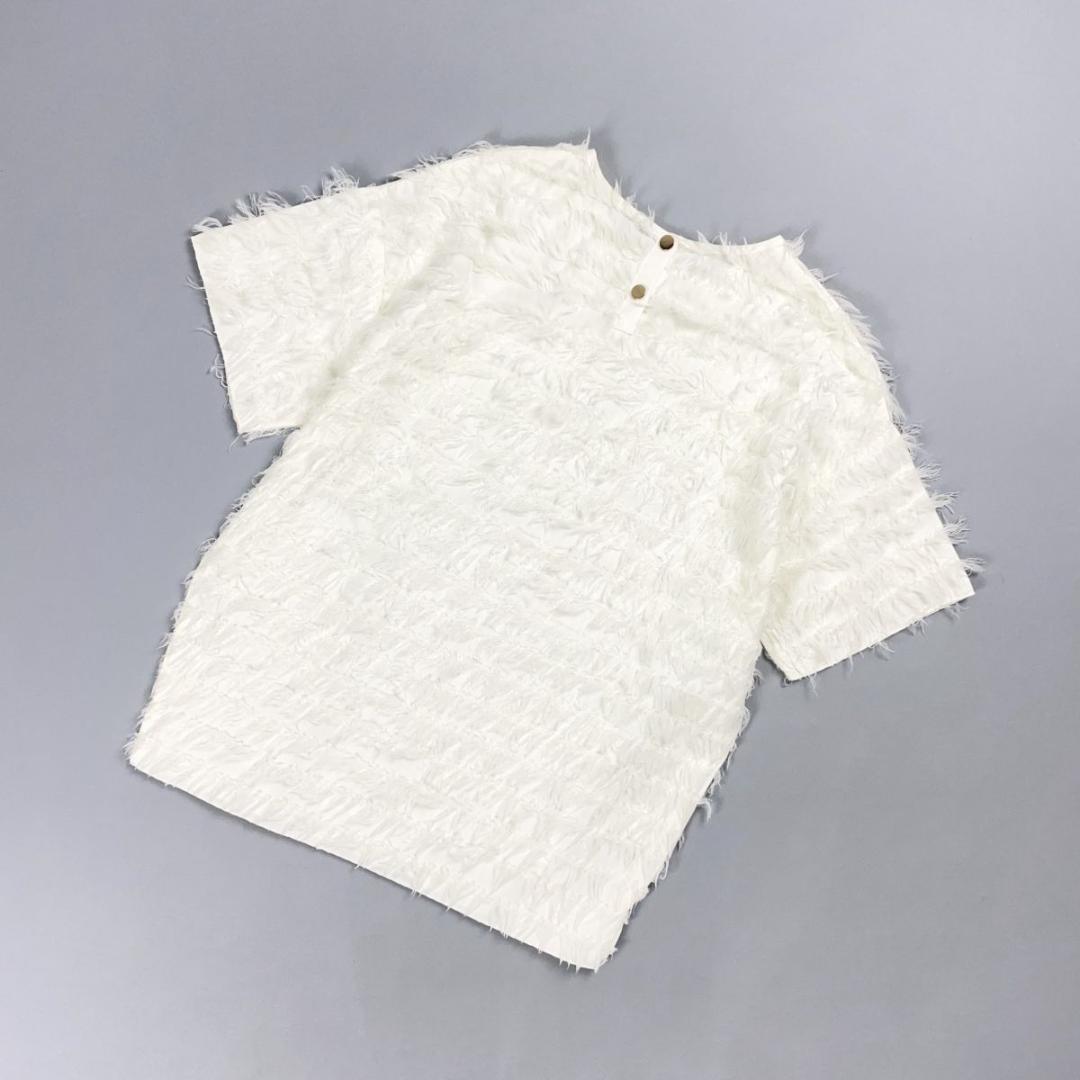 美品 ジプソフィア フェザーTシャツ 半袖 フリンジ 白 F*JD197
