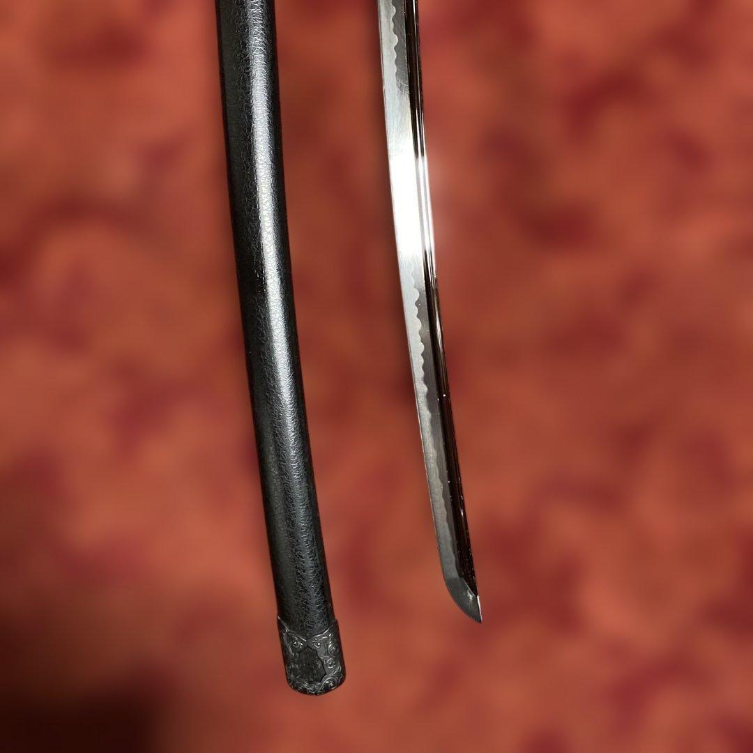 高級模造刀 武蔵拵え 黒柄 海鼠透し鍔 黒鱗鞘