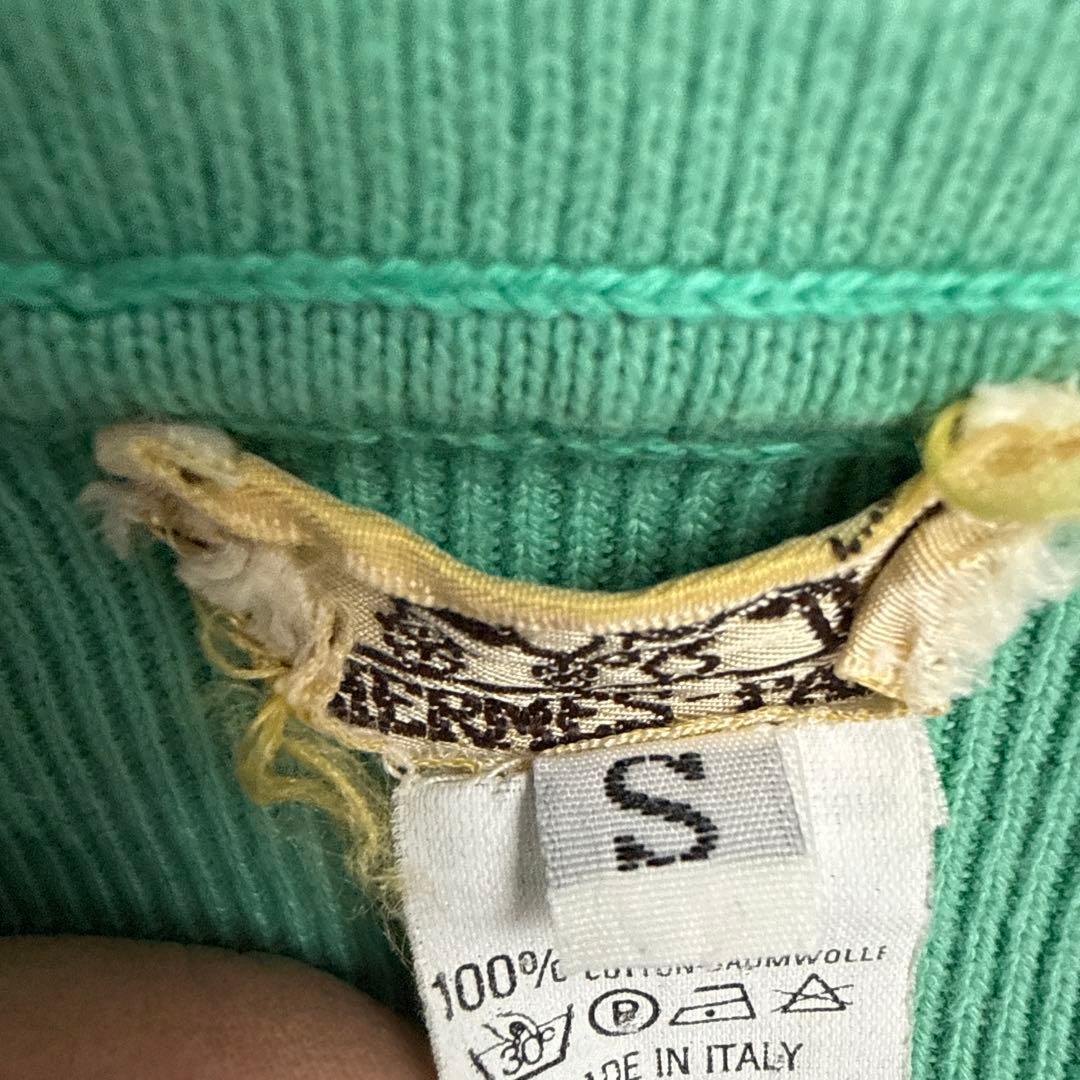 エルメスHERMES ノースリーブポロシャツ　ライトグリーン　S イタリア製