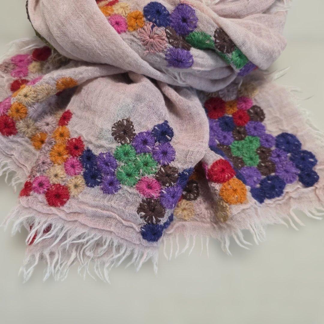 ファリエロサルティ 刺繍 ストール 美品