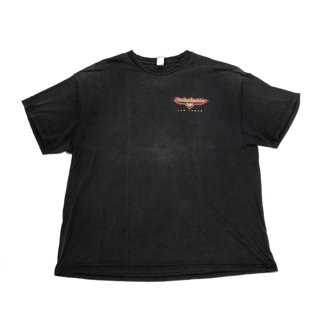 HARLEY-DAVIDSON tシャツ ビンテージ 黒 両面プリ ファイヤー