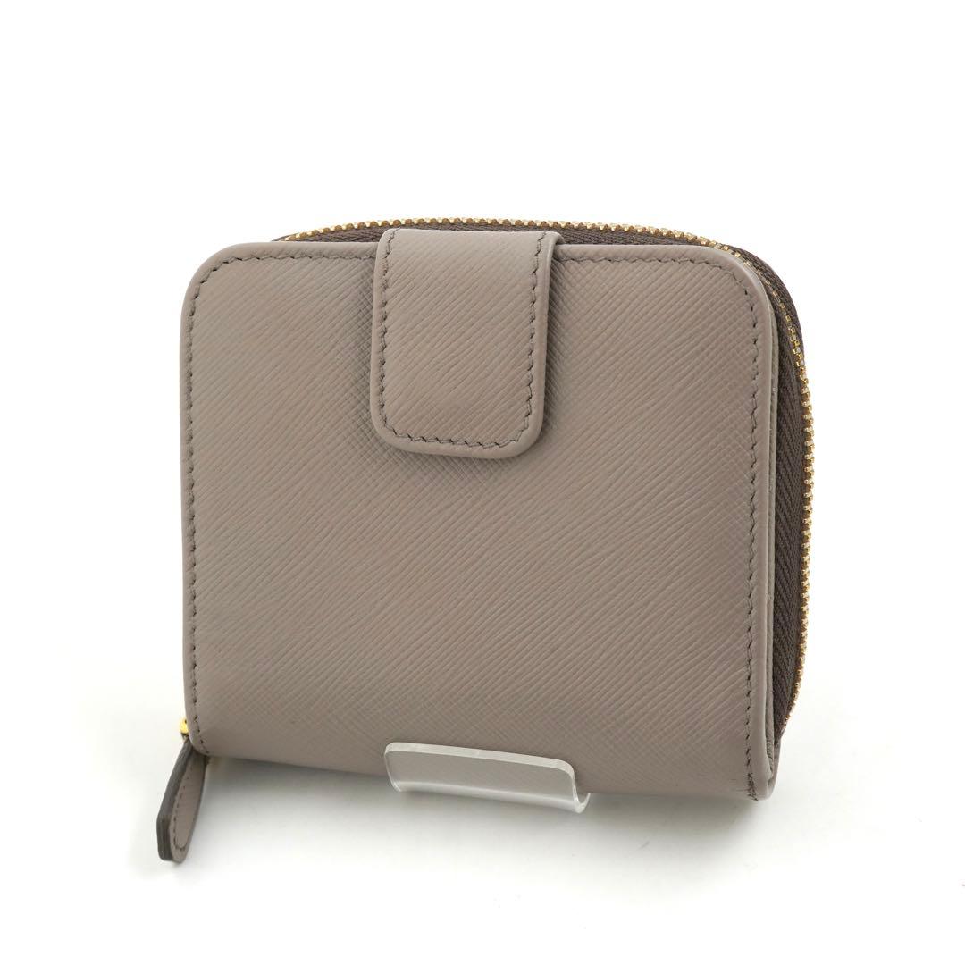 ✨未使用に近い✨　PRADA ミニ財布　サフィアーノレザー　二つ折り　グレー