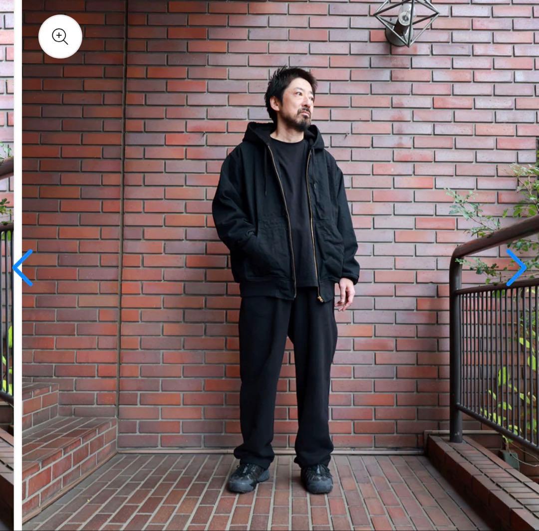 COMOLI ブラックデニム ジップパーカ
