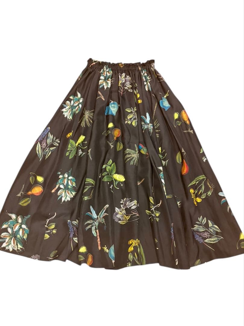 【新品】 CABaNボタニカル ギャザースカート シルク トゥモローランド