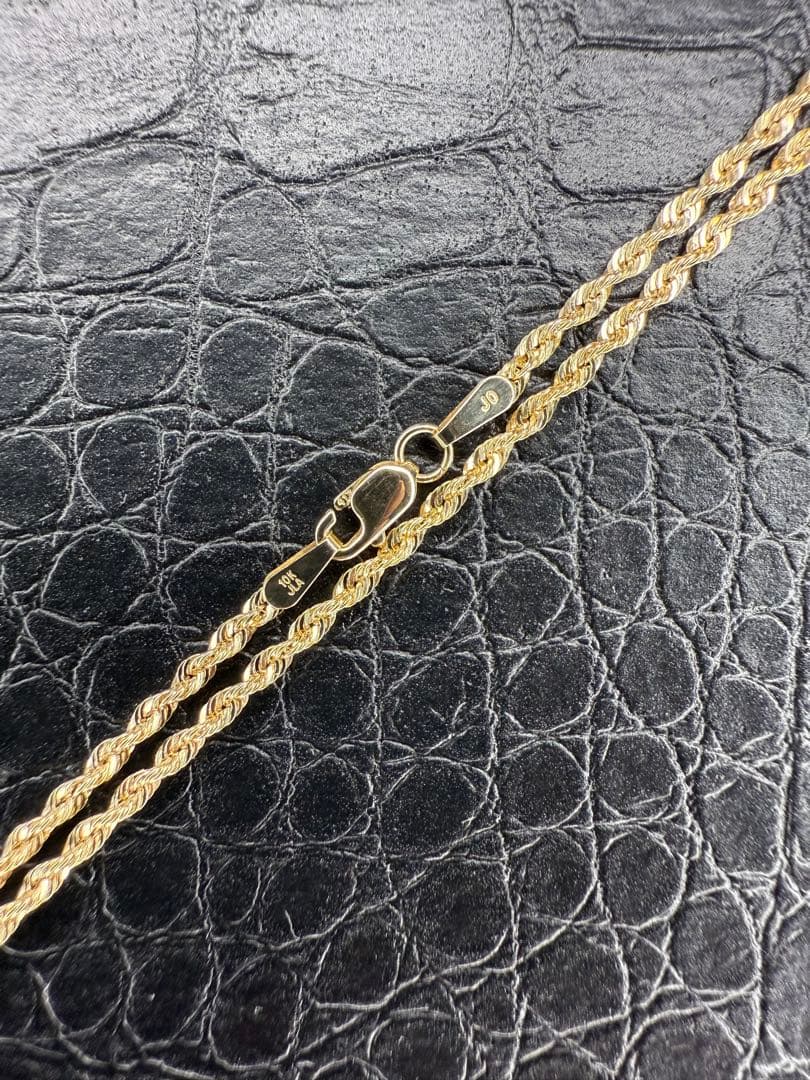 アクセサリー 10K Gold Rope Necklace 56cm 2mm
