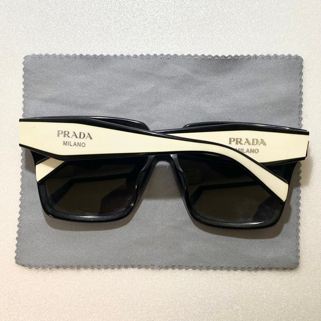 【中古品】PRADA プラダ スクエアサングラス｜ブラック/ホワイト