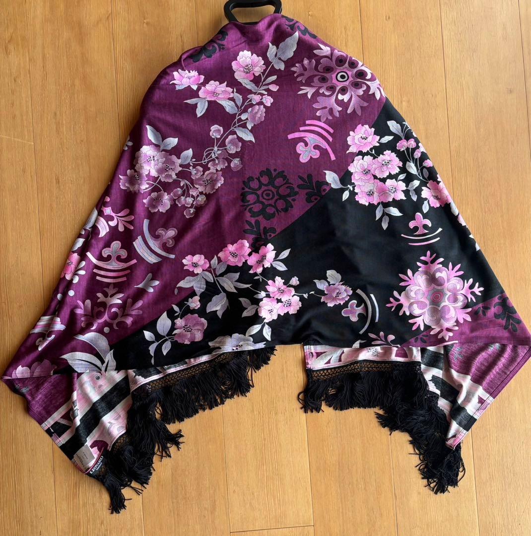 レオナール:大判ストール、168cm✖️68cm シルク、ウール素材