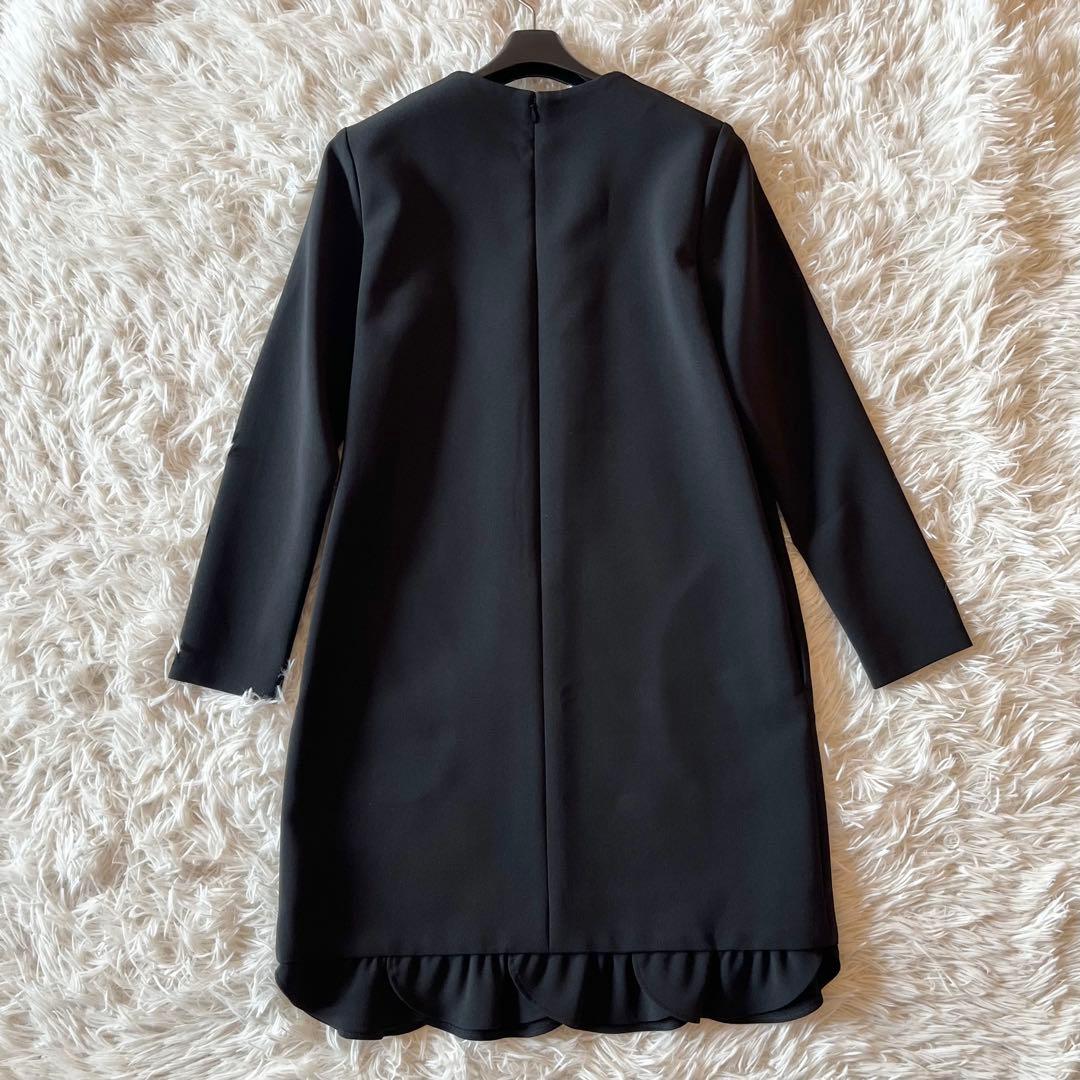 美品✨ ヨーコチャン スカラップドレス ロングスリーブ ワンピース ブラック M