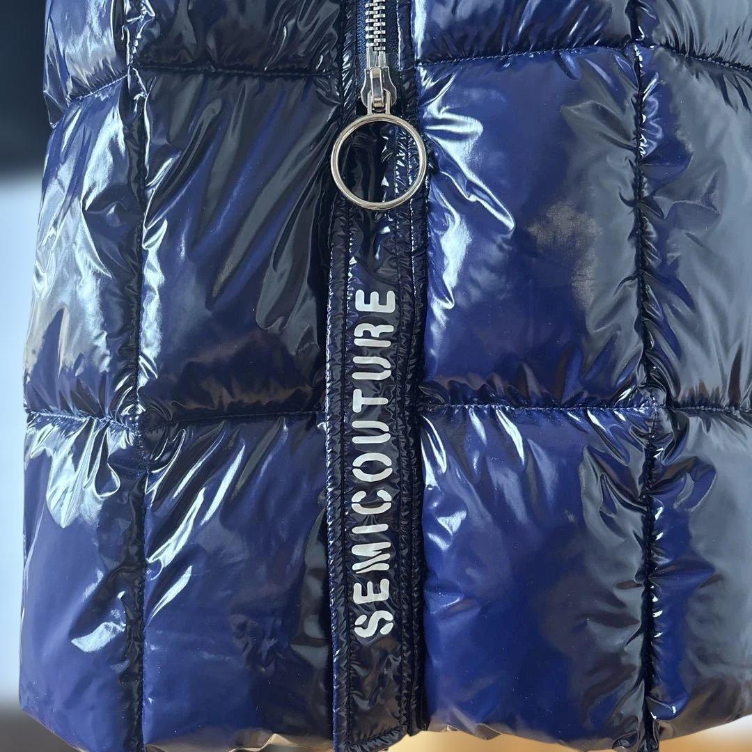 SEMI COUTURE 中綿 フード・ベルト付 ダブルジップ ロングコート