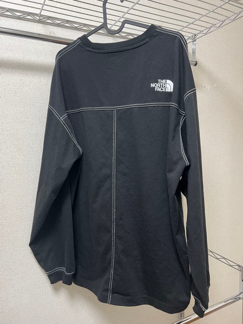 ノースフェイス XL 長袖Tシャツ ホワイトレーベル 黒 ステッチ