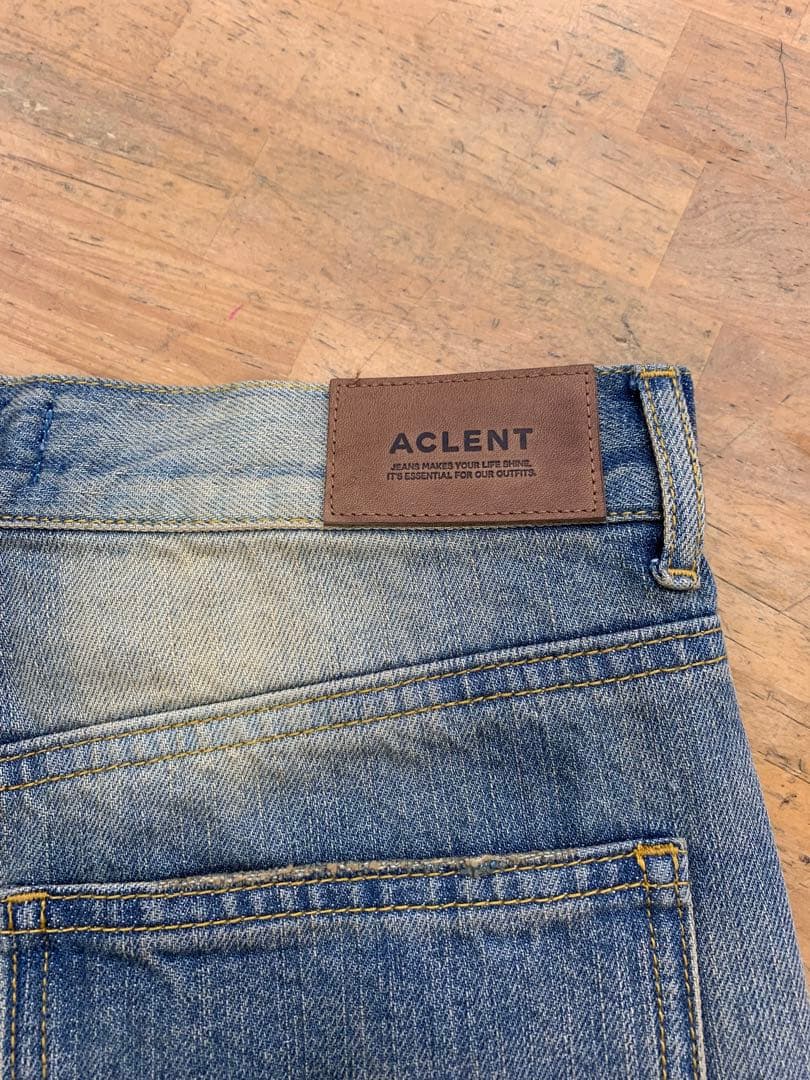 ACLENT ライトブルーダメージワイドパンツ