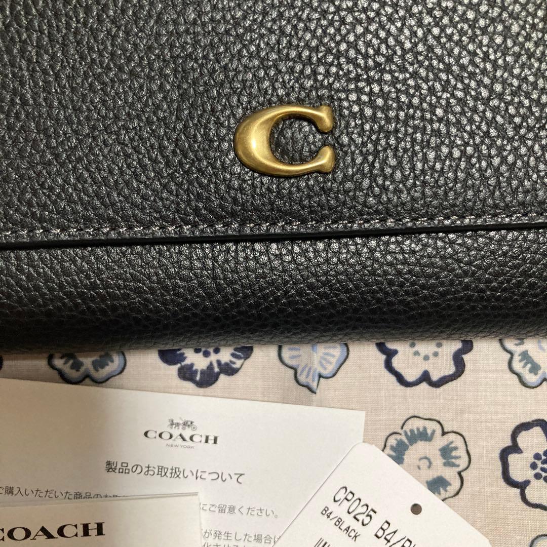 新品☆COACH 三つ折り財布 ブラック C025 B4/BK☆エッセンシャル☆