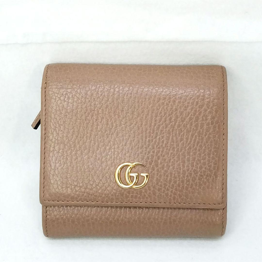 専用グッチ GUCCI GGマーモント レザー ウォレット ピンク 二折財布