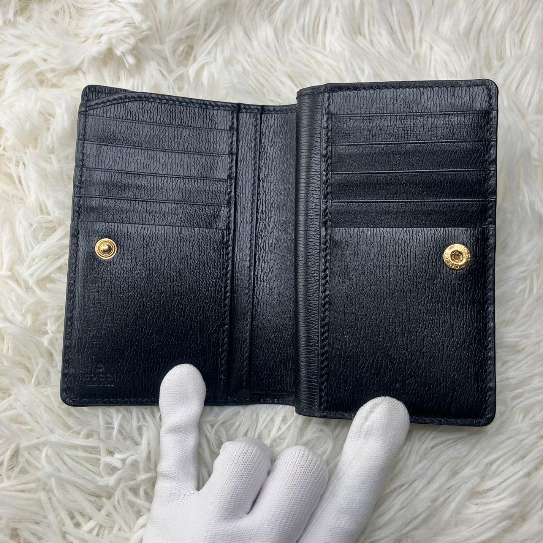 未使用級✨グッチ 772639 レザー コンパクトウォレット 二つ折り財布 黒