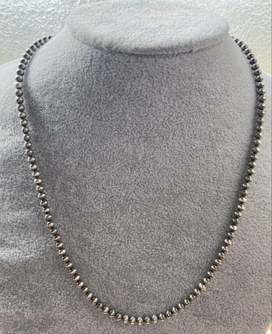 ナバホ ビーズ パール シルバー silver 925 ネックレス 燻銀 50