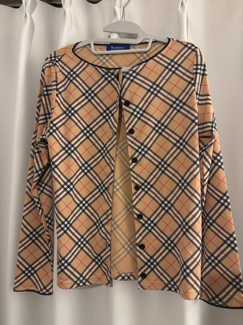 【美品】バーバリーチェック長袖カーディガン/Burberry BLUELABEL