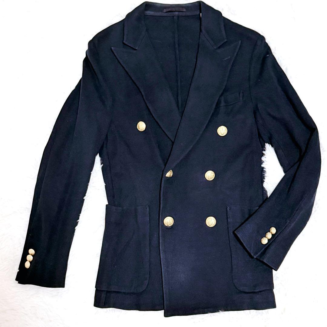 美品　TOMORROWLAND PILGRIM 紺ブレ　金ボタン　綿　46