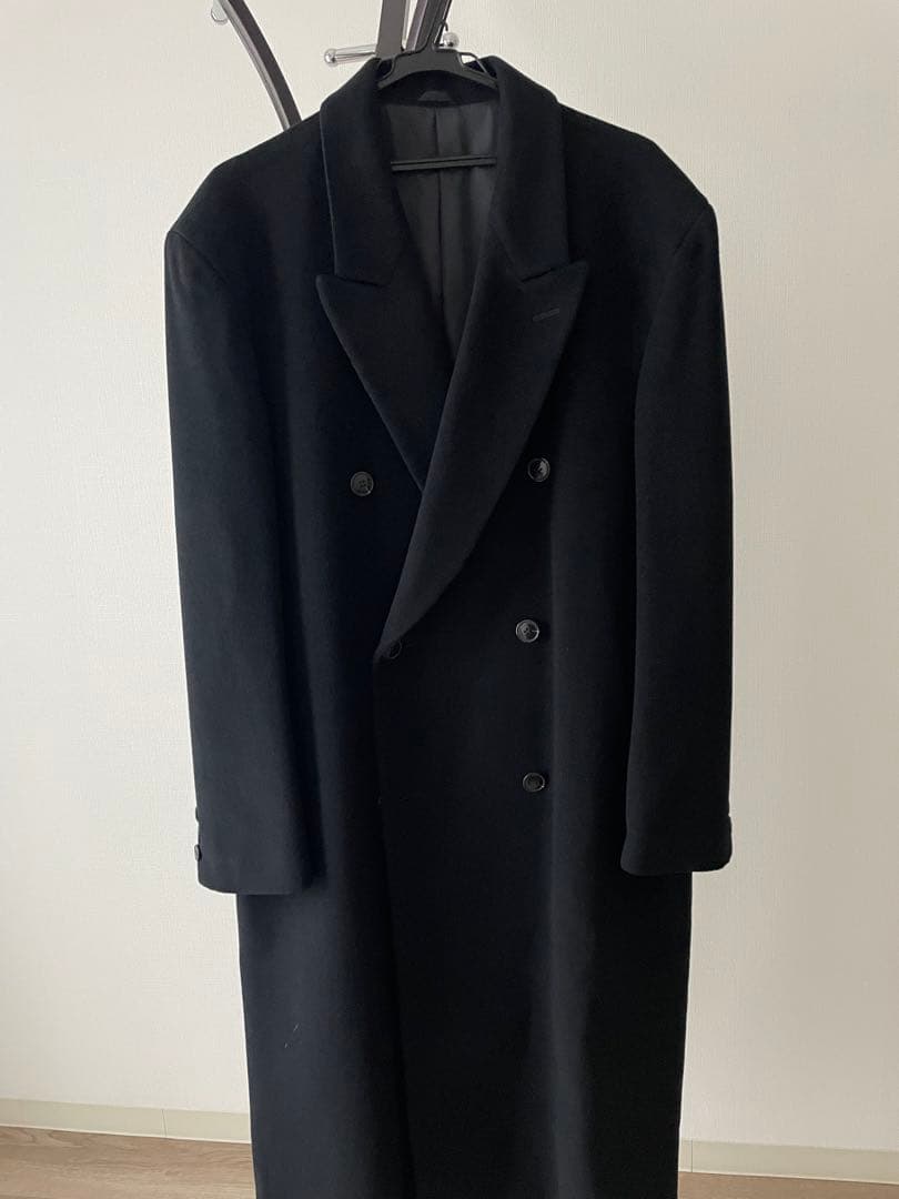 ＳＥＮＴ　ＨＯＭＭＥ ダブルブレスト ブラックロングコート ウール　3Ｌ