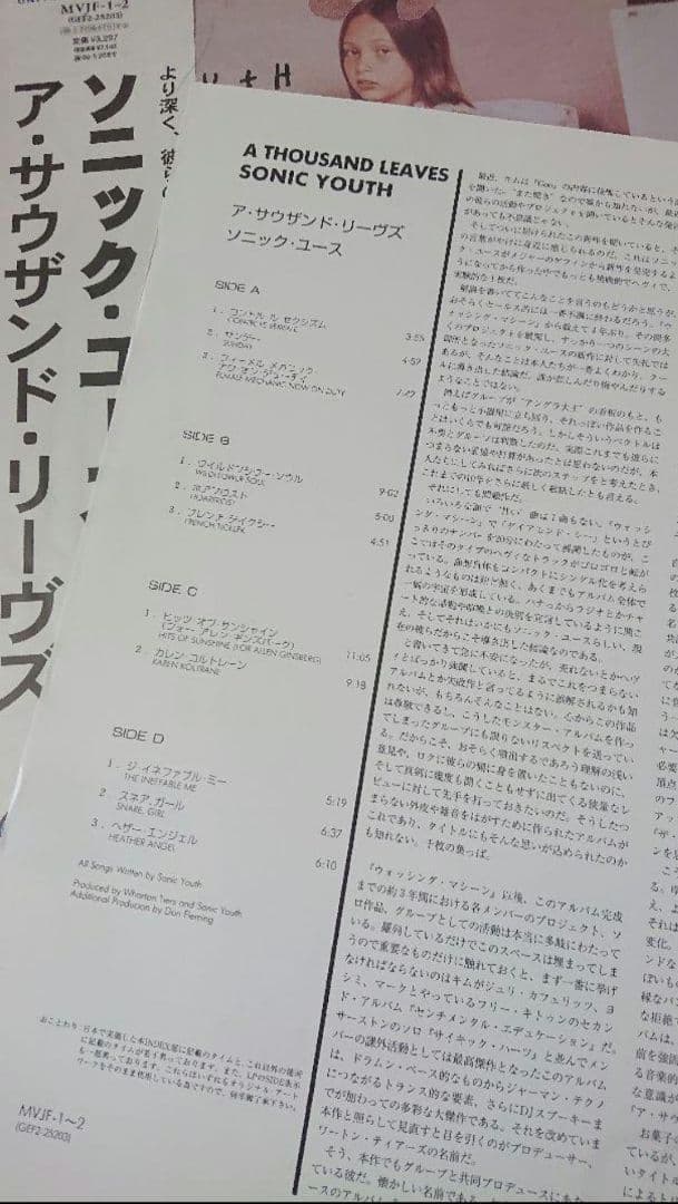 極美SonicYouth AThousandLeaves2LP国内盤帯ライナ付