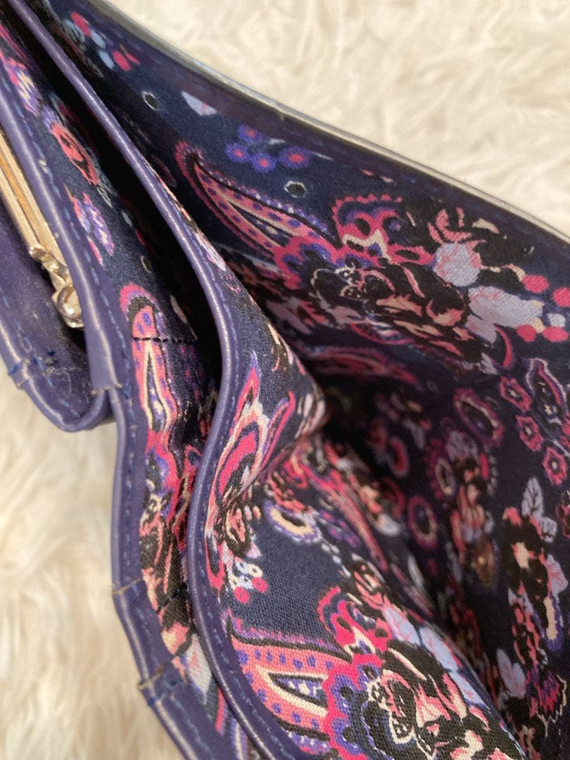 【美品】ANNA SUI バタフライ　レザー　がま口　二つ折り財布