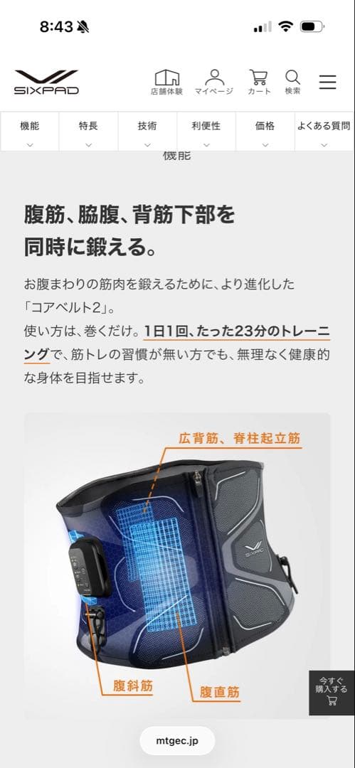 未使用 SIXPAD Core Belt 2 Mサイズ