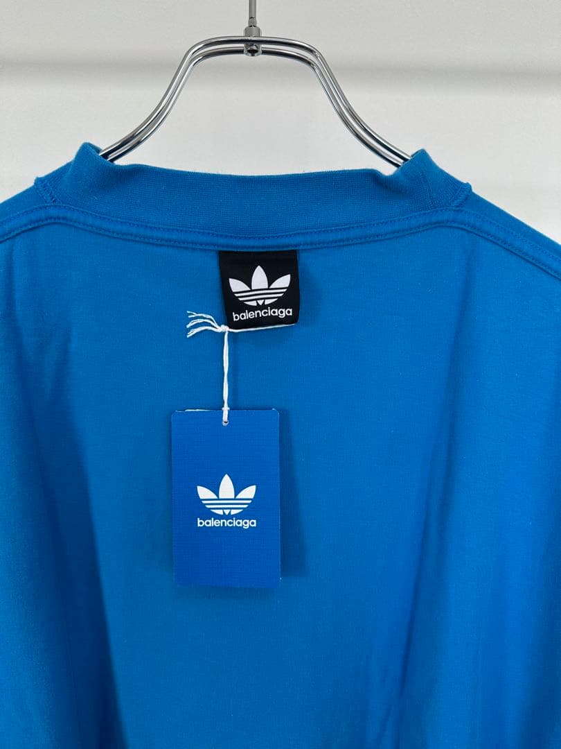 BALENCIAGA×adidas ロゴ刺繍Tシャツ ブルー サイズ3