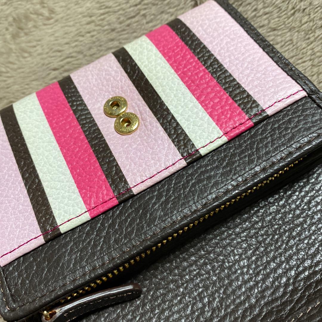 【人気♡新品未使用品♡】Kitanuma 2 三つ折り財布 ブラウン/ピンク