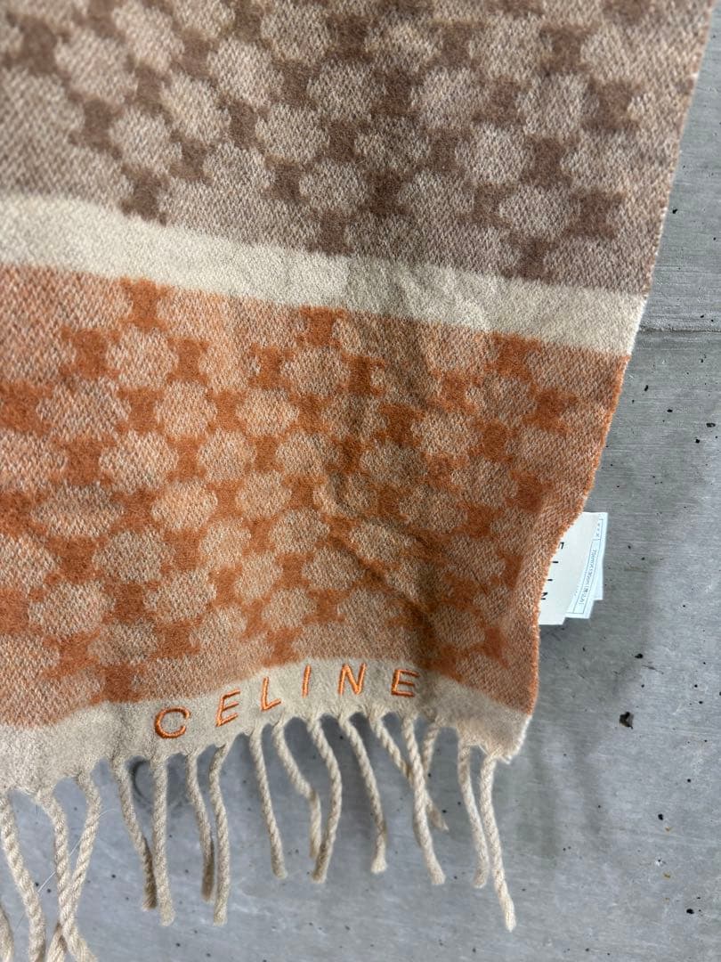 美品 CELINE セリーヌ マカダム ウール ストール 膝掛け マフラー 鞄