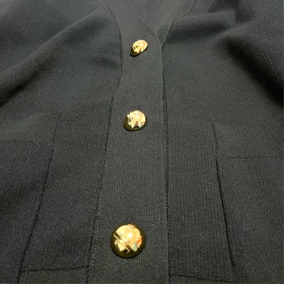 極美品⭐️アダムエロペ　ロゴボタン　カーディガン　黒　金ボタン　25ss 手洗い