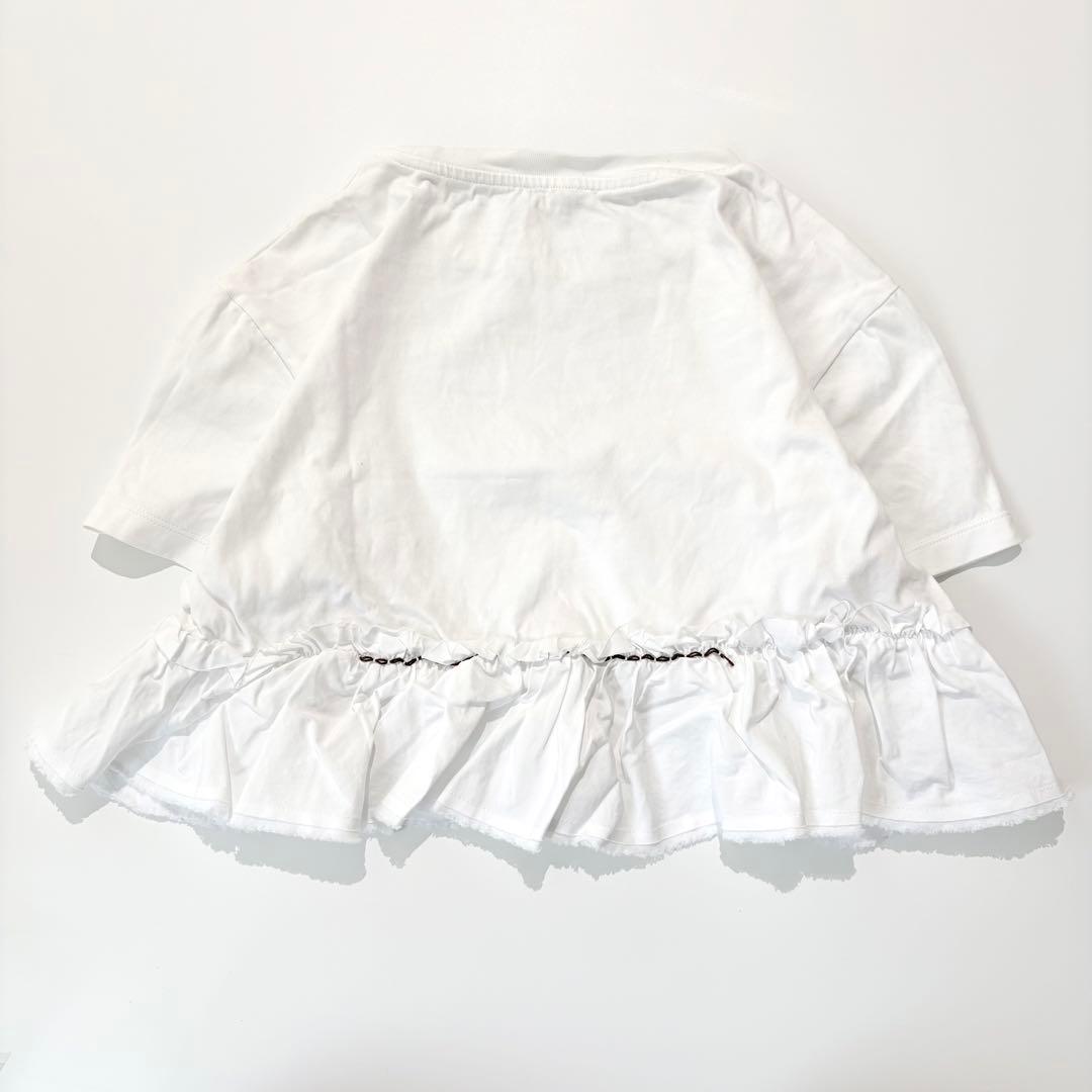 【極美品】MIU MIU Tシャツ クロップド フリル ロゴ ホワイト XS