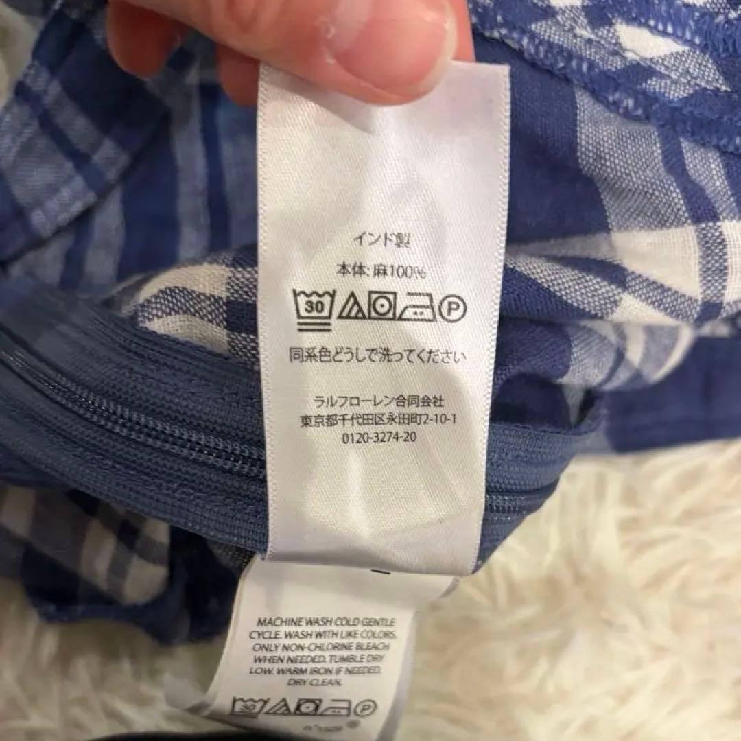 Polo Ralph Lauren リネン　チェック ロングスカート フレア