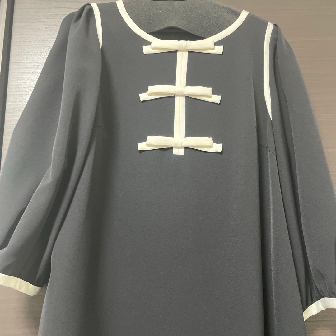 新品　タグつき　ローズティアラ　黒　ダブルクロス　バイカラー　ワンピース　46