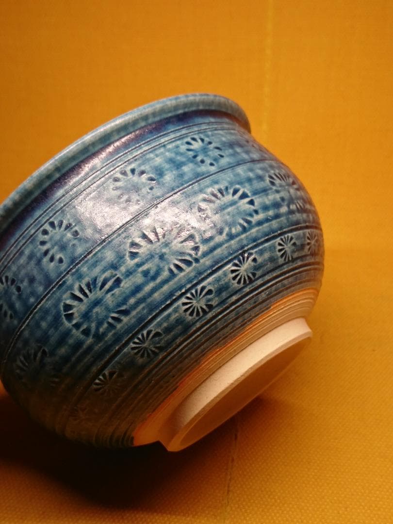 【美品】小鉢　丼鉢　青釉　陶器　置物　インテリア　工芸品　美術品　A3208