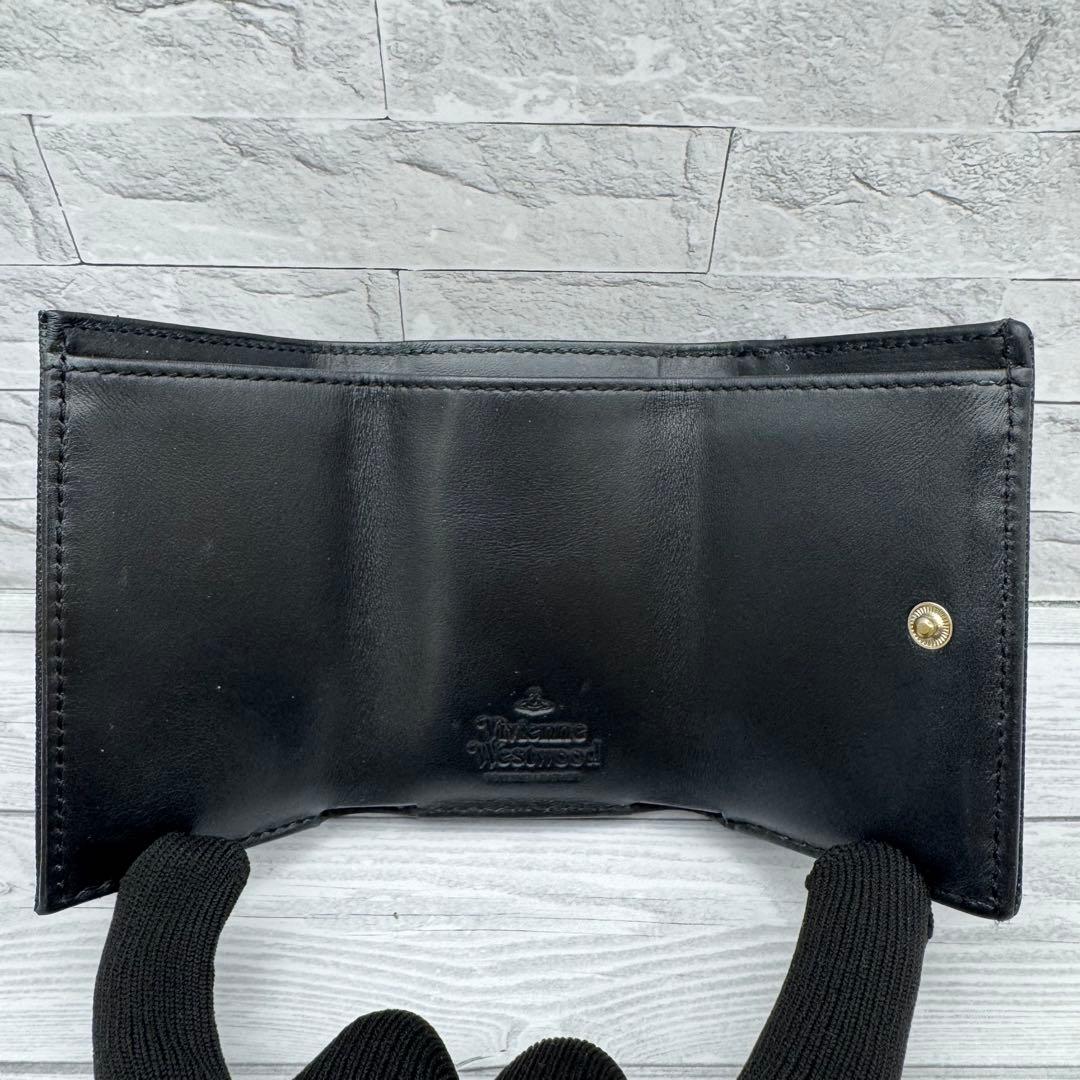 【美品】ヴィヴィアンウエストウッド 三つ折り財布 オーブ　レザー ブラック