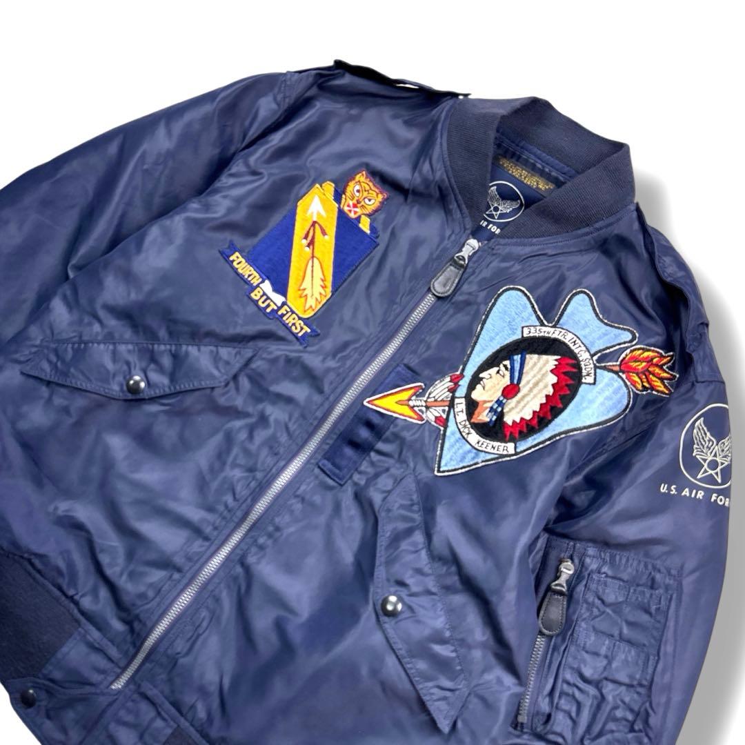美品 バズリクソンズ L-2A フライト ジャケット ワッペン ネイビー 42