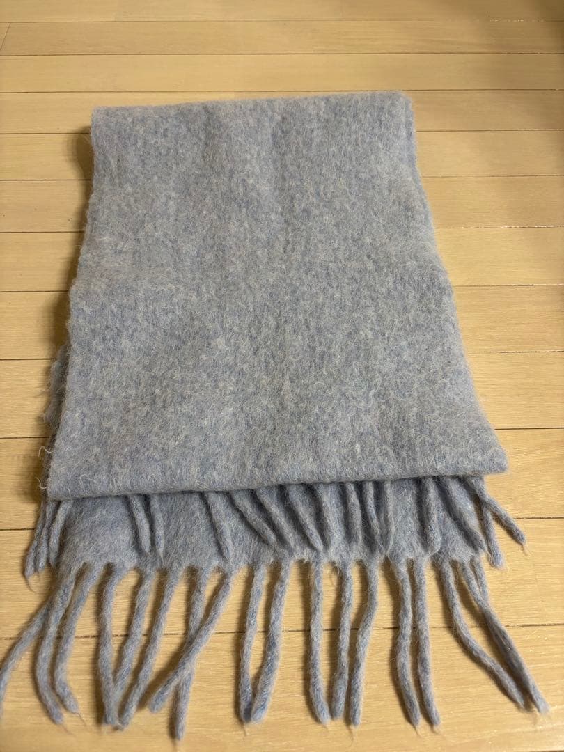 MARNI ライトブルー マフラー フリンジ付き