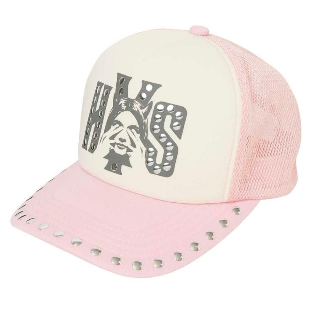 【TWICE サナ着用】ヒステリックグラマー スタッズ メッシュキャップ　ピンク