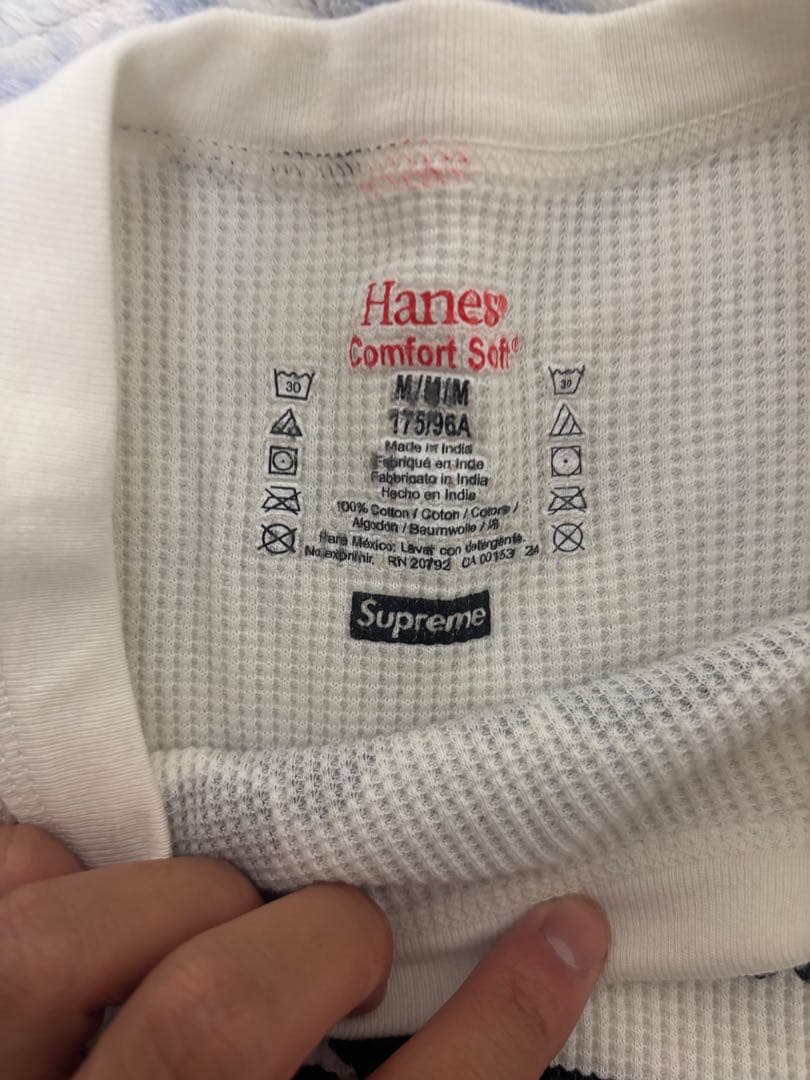 Supreme Hanes Bones Thermal ボーン 骨　サーマル 白