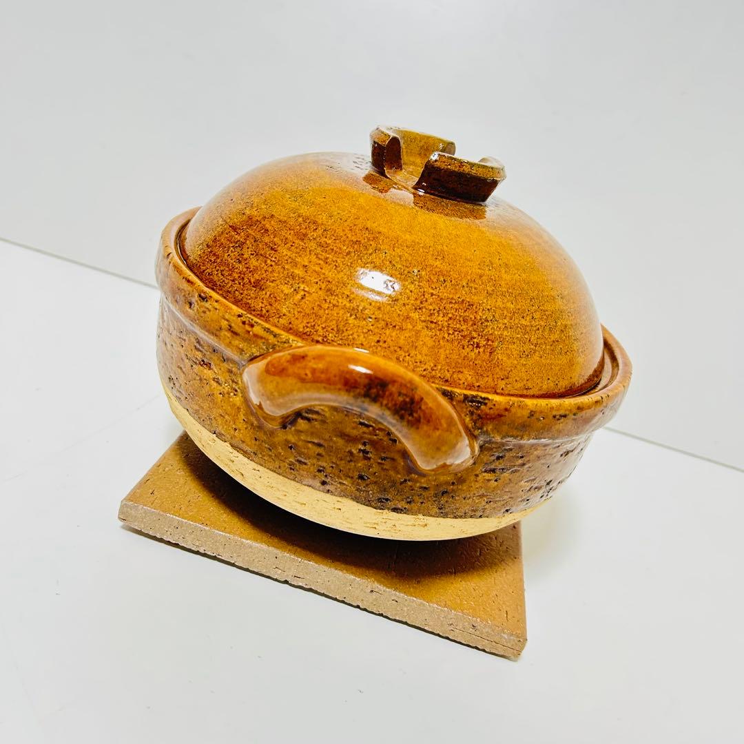 【美品】長谷園 かまどさん 3合炊き 土鍋 CT-01 炊飯 伊賀焼 飴色
