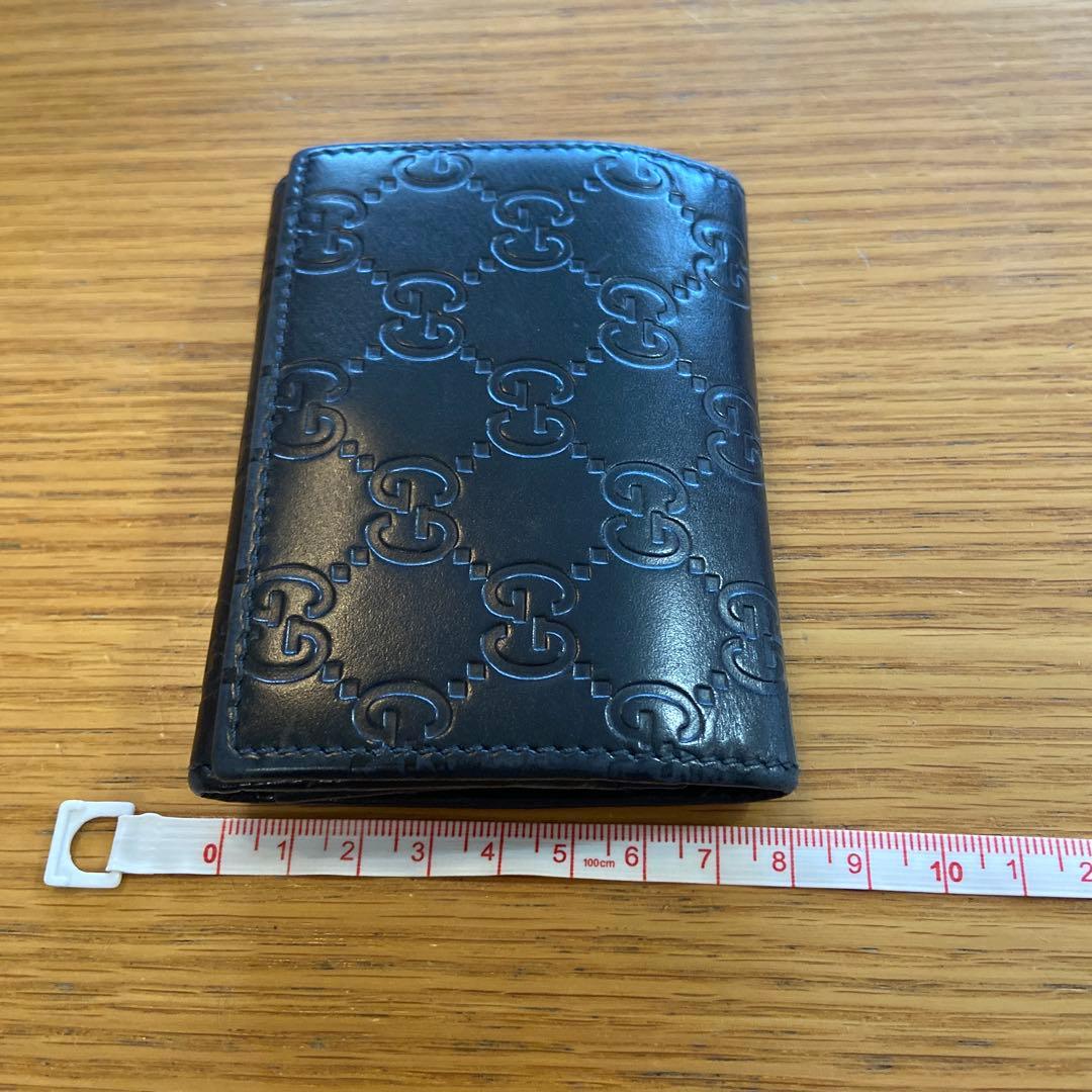 GUCCI シマ カードケース 名刺入れ GG柄 カードケース レザー ブラック