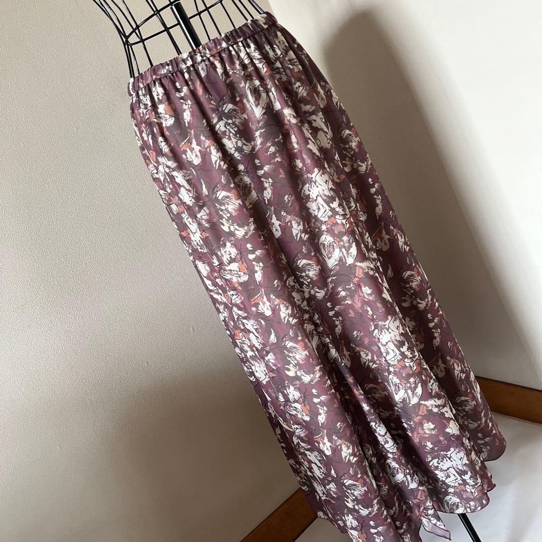 stola 紫系花柄 ロングスカート