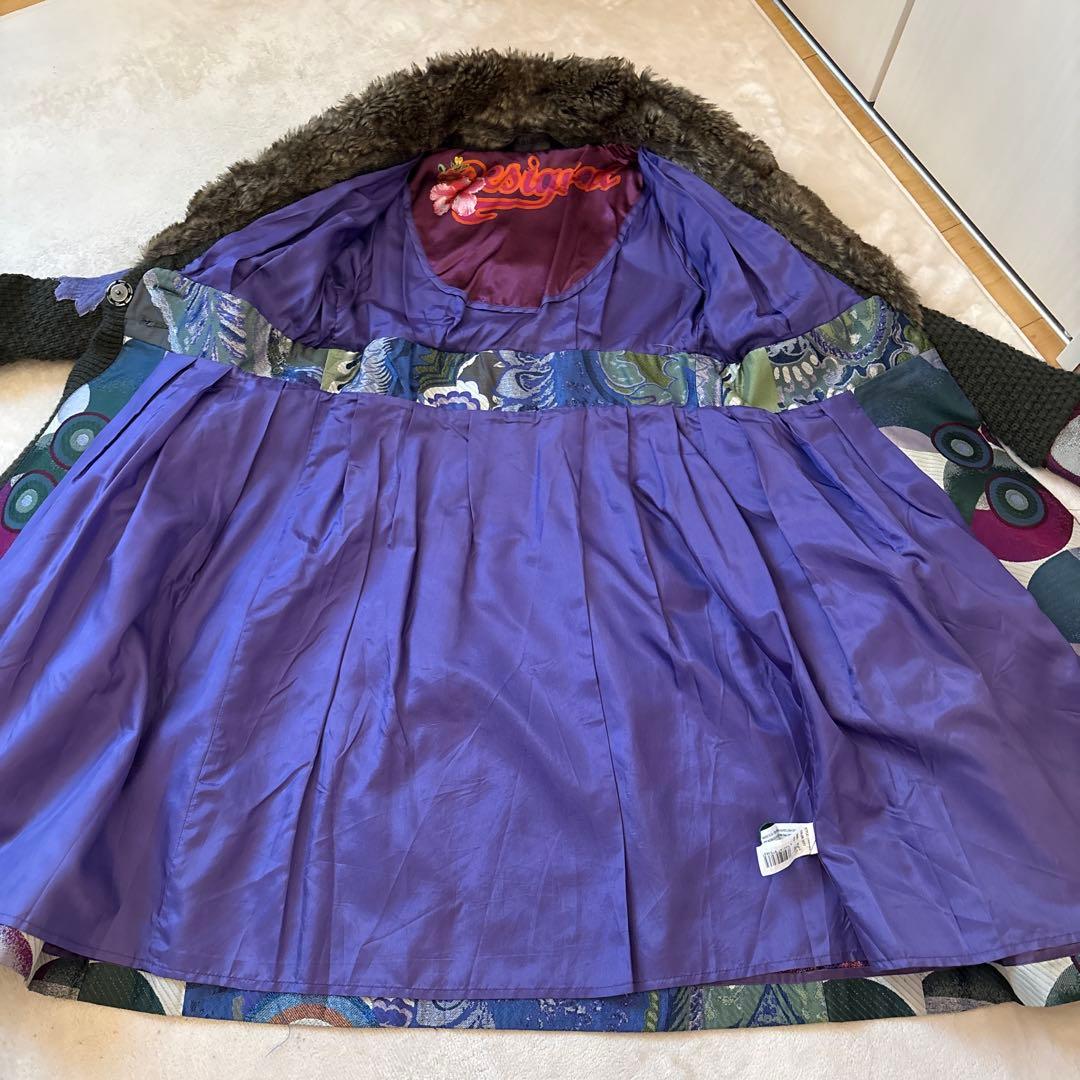 お値下げしました【Desigual】花柄ロングコート ウエストリボン付き