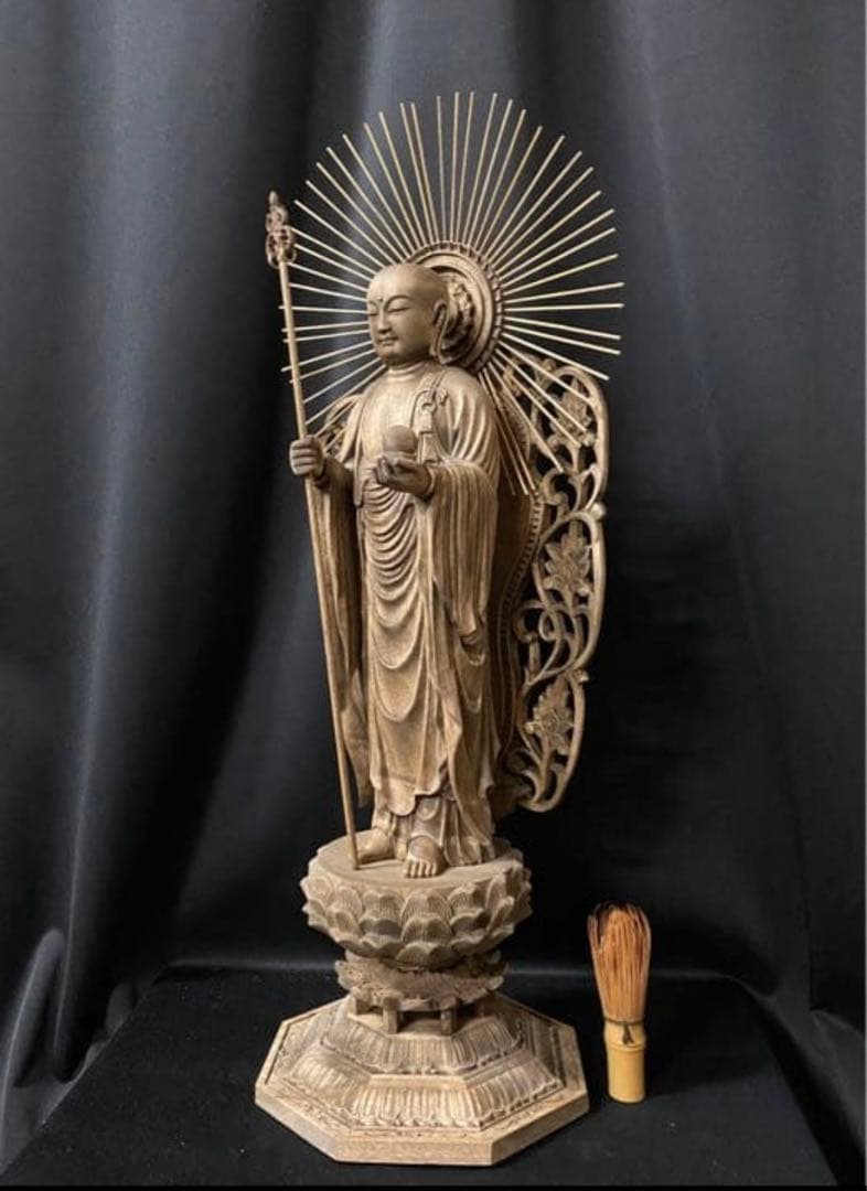 大型高66cm 井波彫刻 仏教工芸品　時代彫刻　香樟材　木彫仏教　地蔵菩薩立像