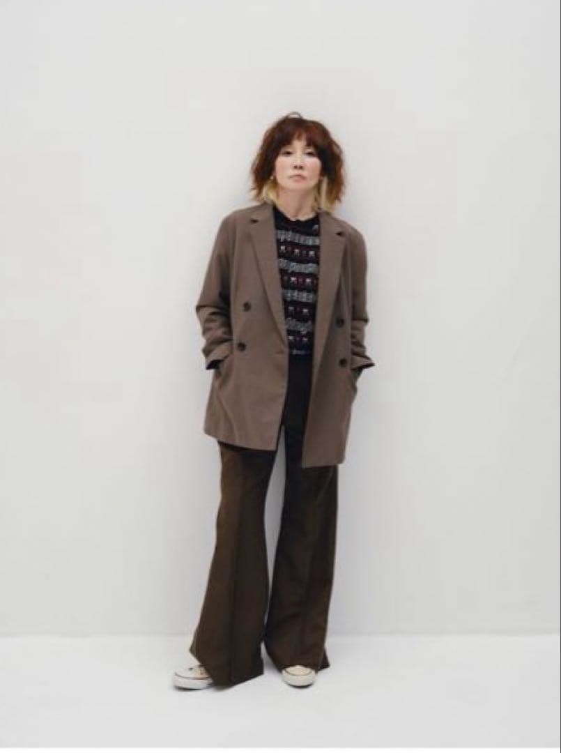 Ray beams シャークスキン 4ボタン ブラウン ダブルジャケット　M-L