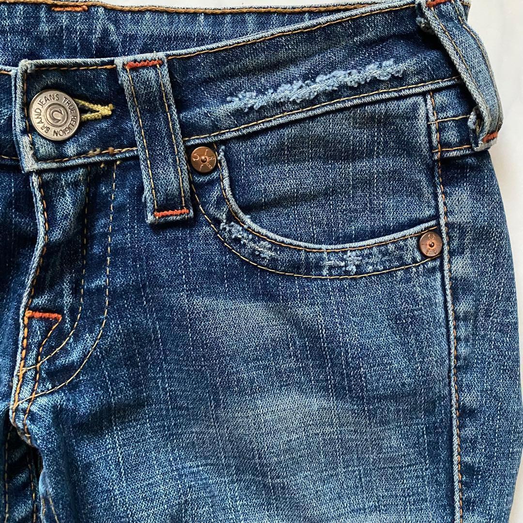 TRUE RELIGION USA製　26　ダメージデニムパンツ