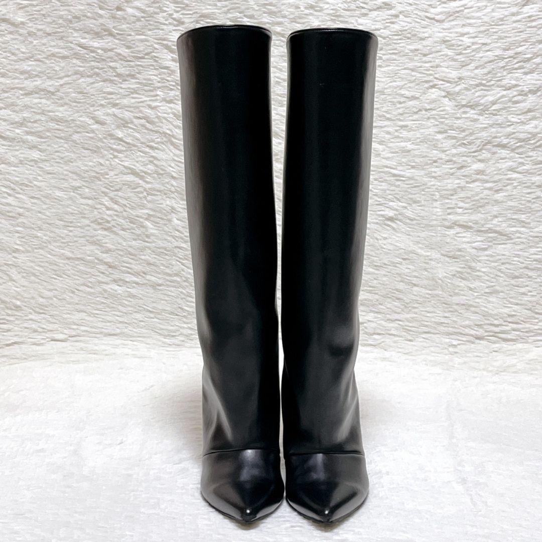 【極美品】 MAMIAN カバーブーツ ロングポインテッドトゥ M 23.5