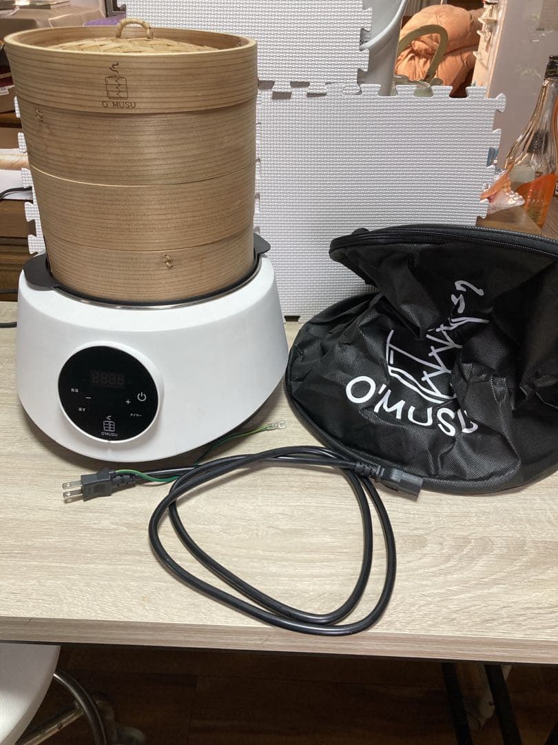 OMUS 電気蒸し器　カバー取説付き　ホワイト
