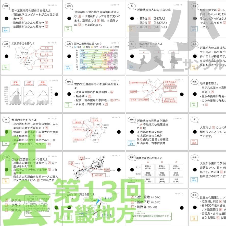 中学受験 暗記カード【5年上 社会・理科 6-19回】組分けテスト対策 予シリ